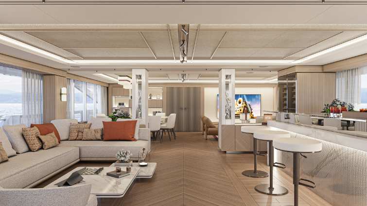 Accent lighting in a yacht interior
