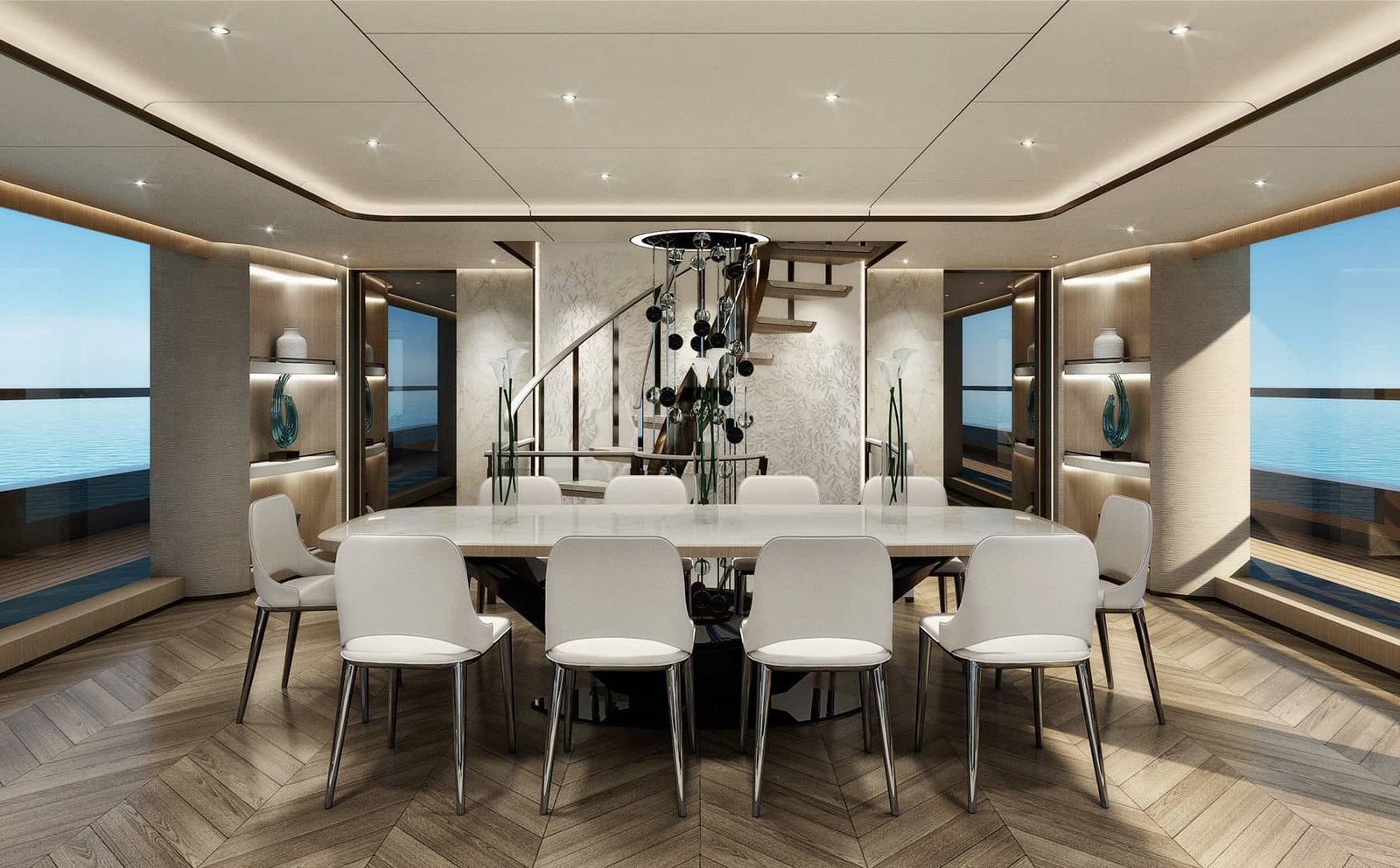 Yacht dining area lighting